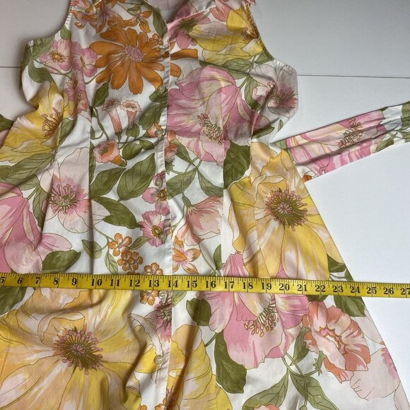 Chloe+Rene Womens Dress 100% Cotton Floral Print Tie Waist Sleeveless Boho Sz L - Picture 11 of 13